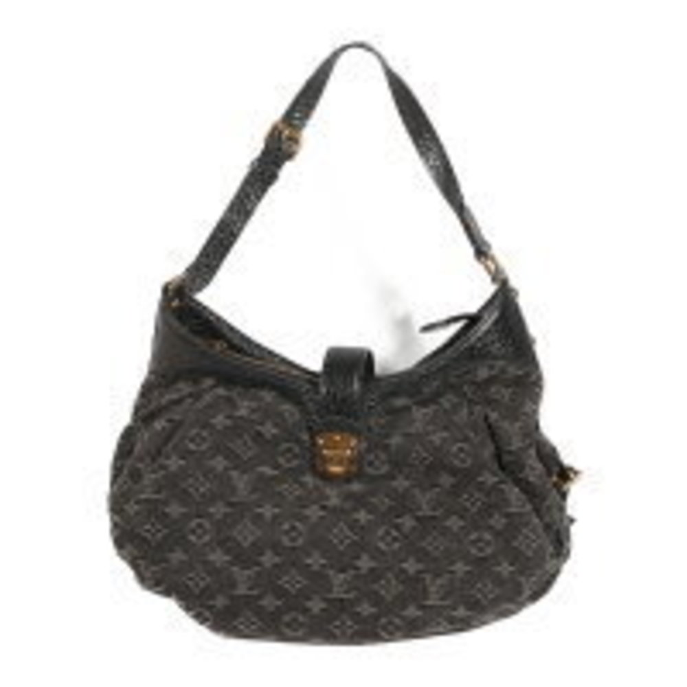 Louis Vuitton Monogram Denim Black Leather Shoulder Handbag - Picture 2 of 8